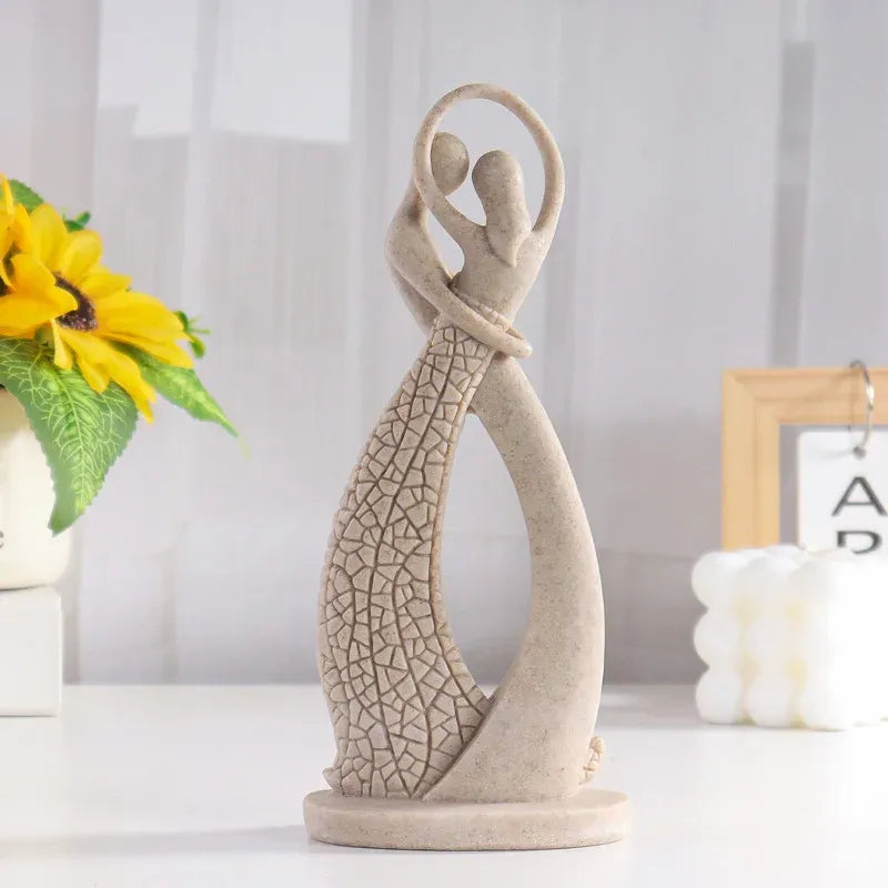 Dancing Couple Sculpture – Romantic Sandstone Resin Statue