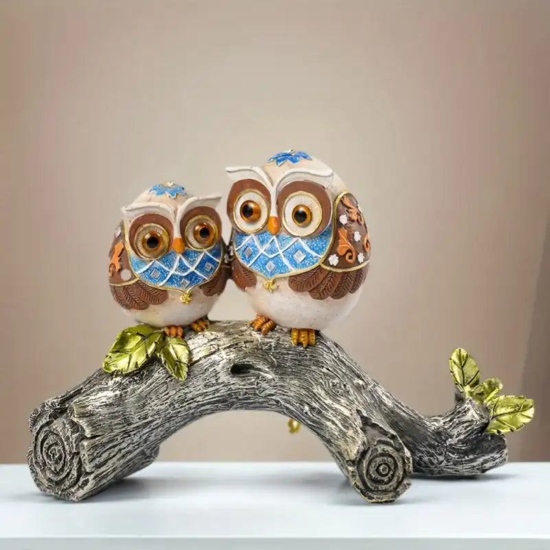 Handmade Owl Couple Resin Statue