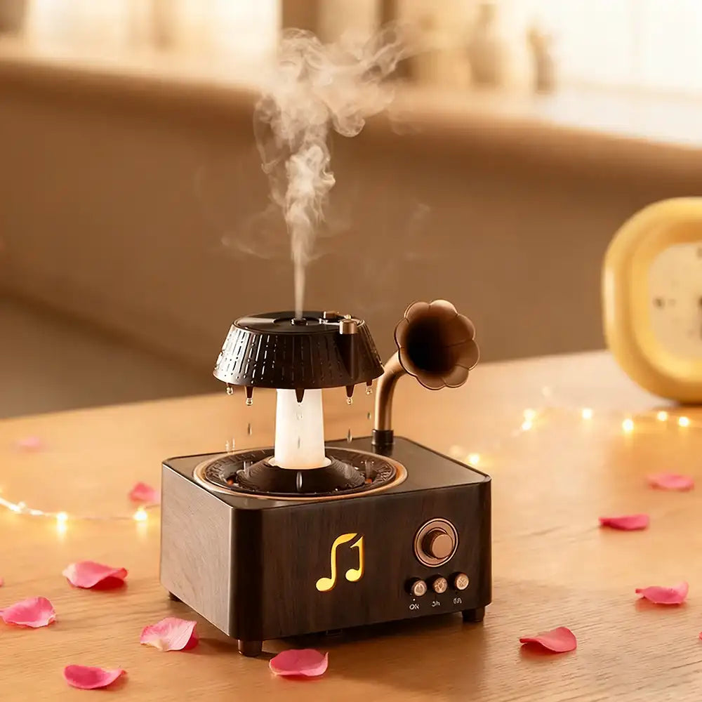Retro Gramophone Raindrop Aroma Diffuser - Bluetooth Speaker