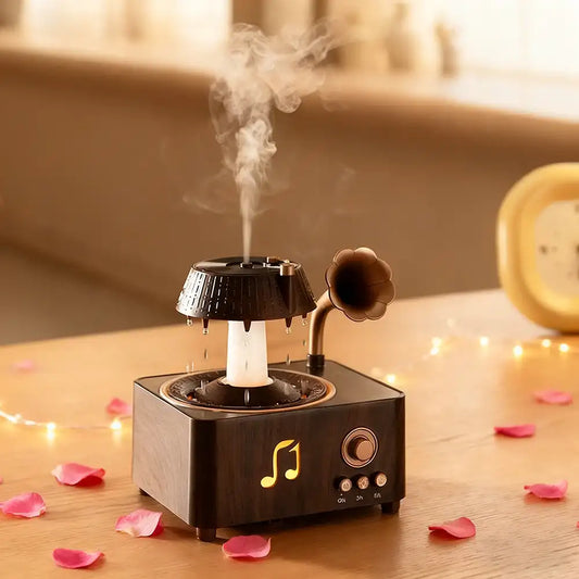 Retro Gramophone Raindrop Aroma Diffuser - Bluetooth Speaker