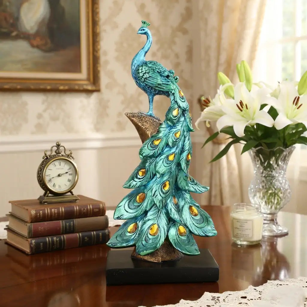 Luxury Peacock Statue Set – Resin Home Decor Ornaments
