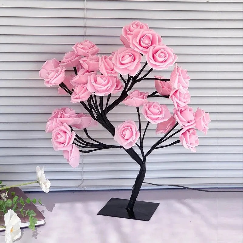 LED Rose Tree Table Lamp – USB Decorative Flower Night Light