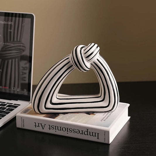 Black & White Striped Knot Ceramic Vase – Modern Decor
