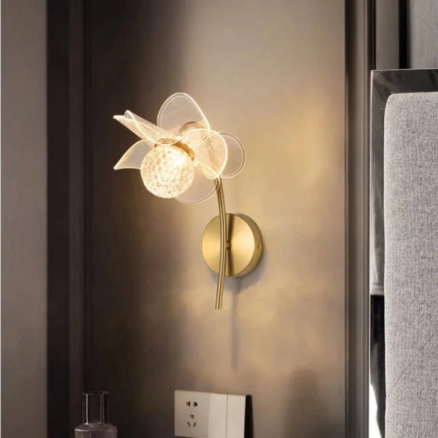 Nordic Floral LED Wall Light – Modern Luxury Iron Sconce