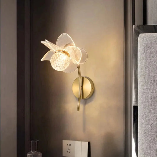 Nordic Floral LED Wall Light – Modern Luxury Iron Sconce