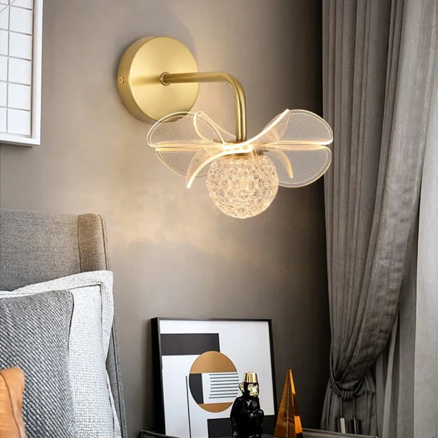 Nordic Floral LED Wall Light – Modern Luxury Iron Sconce