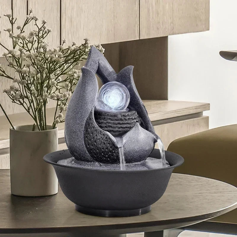 Modern Indoor Tabletop Water Fountain – Contemporary Desktop Accent