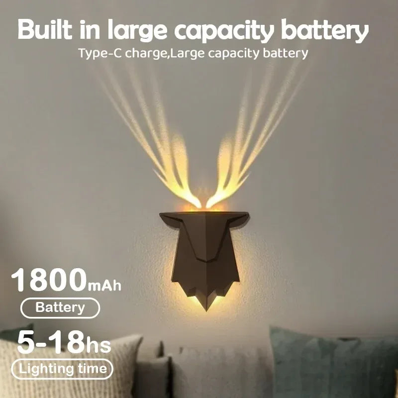 Deer Shadow LED Wall Night Light – Dimmable Bedside Lamp