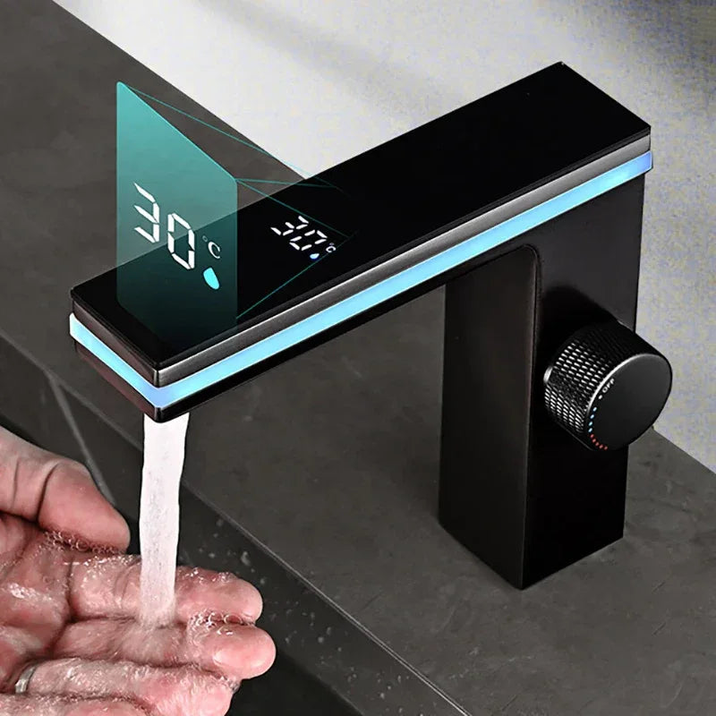 Digital LED Display Bathroom Faucet – Intelligent Brass Basin Mixer Tap