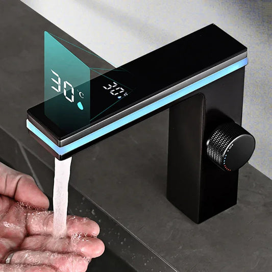 Digital LED Display Bathroom Faucet – Intelligent Brass Basin Mixer Tap