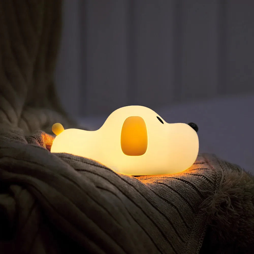 Dimmable Puppy Silicone Night Light – Touch Control & Timer Rechargeable Lamp