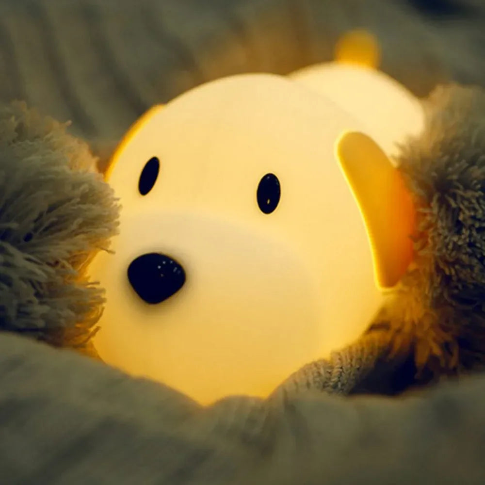 Dimmable Puppy Silicone Night Light – Touch Control & Timer Rechargeable Lamp