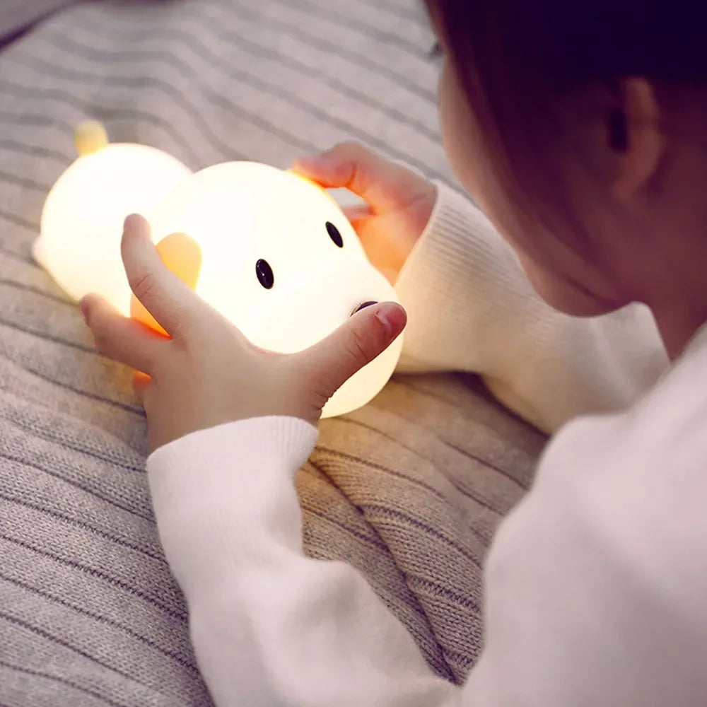 Dimmable Puppy Silicone Night Light – Touch Control & Timer Rechargeable Lamp