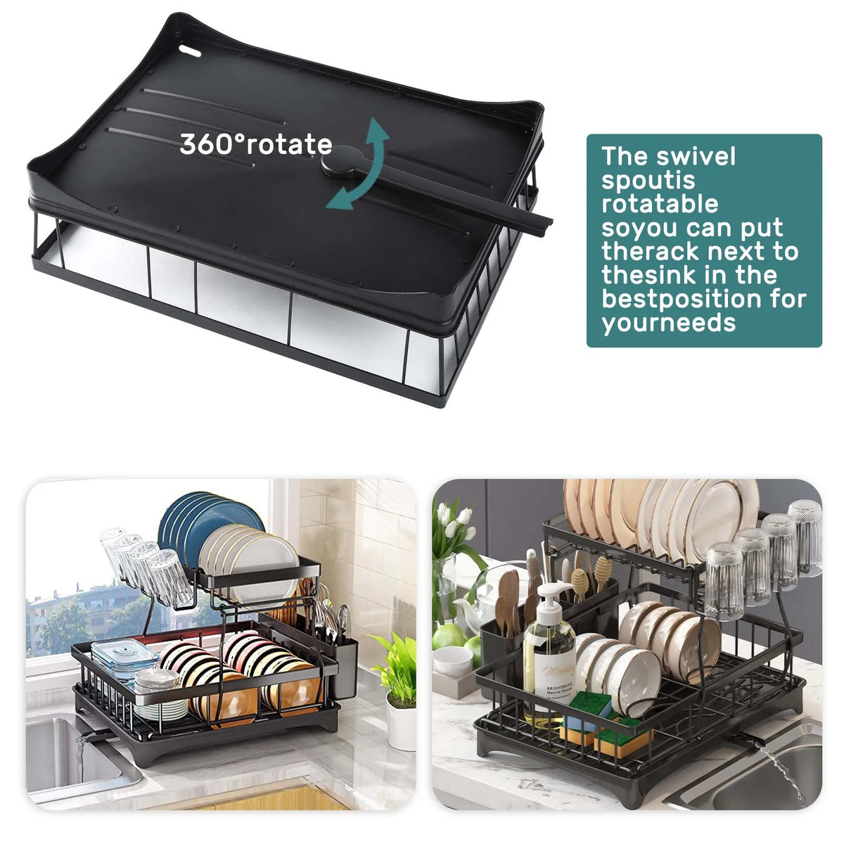 Large 2-Tier Dish Drying Rack – Heavy-Duty Metal Kitchen Counter Organizer