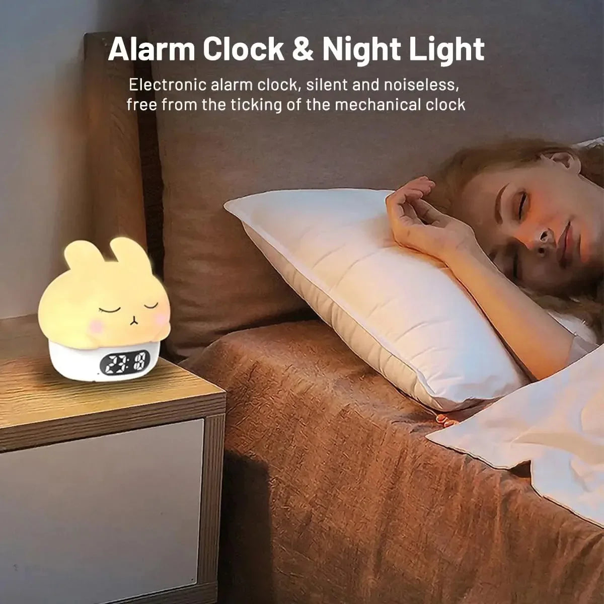 Duck & Cat Silicone Night Light – Alarm Clock RGB & Temperature Display