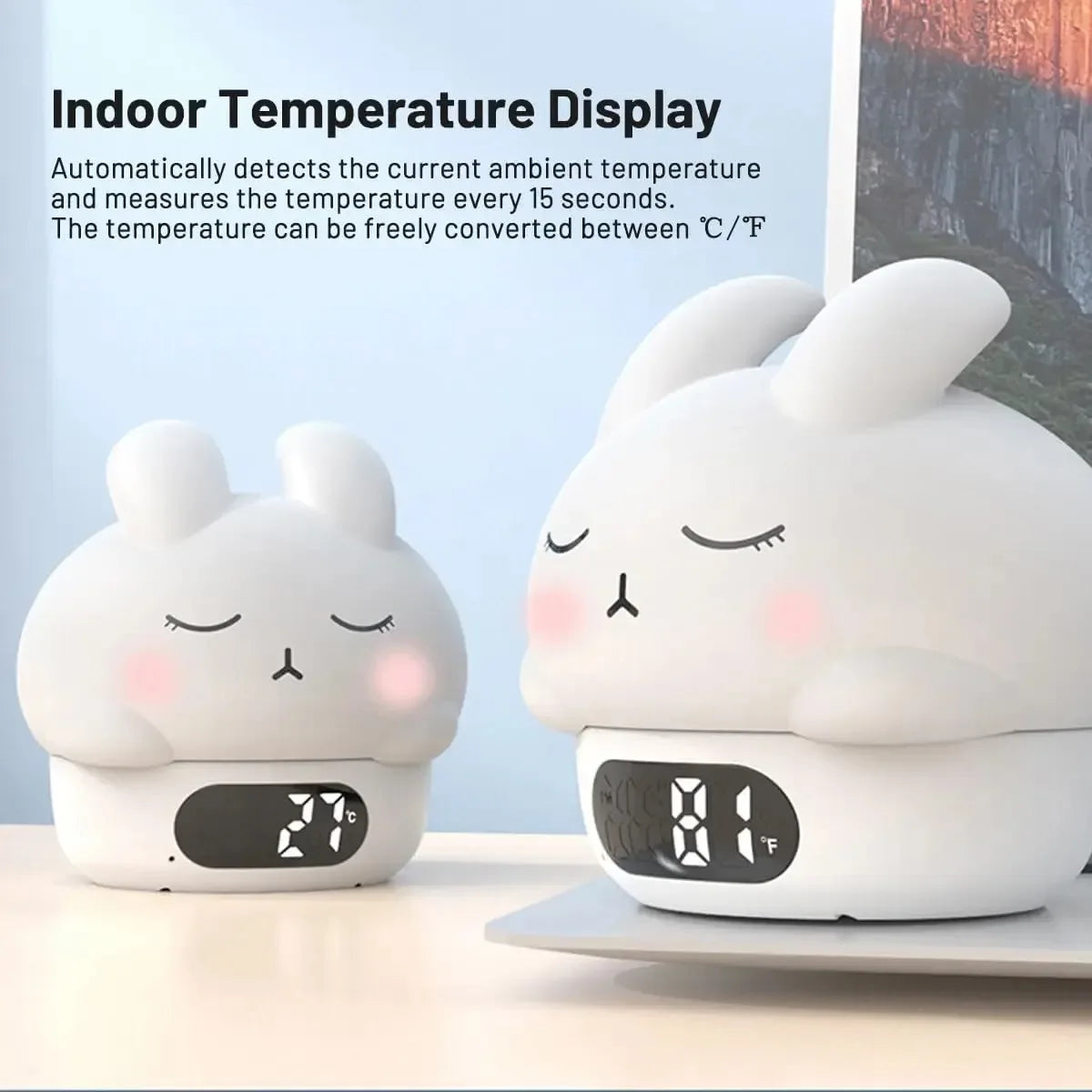 Duck & Cat Silicone Night Light – Alarm Clock RGB & Temperature Display
