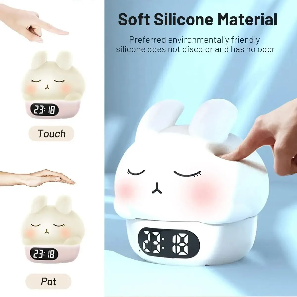 Duck & Cat Silicone Night Light – Alarm Clock RGB & Temperature Display