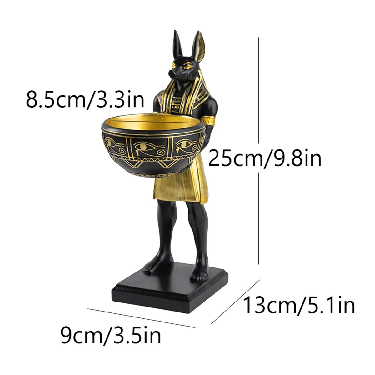 Egyptian Anubis Candy Bowl Statue – Resin Key Holder