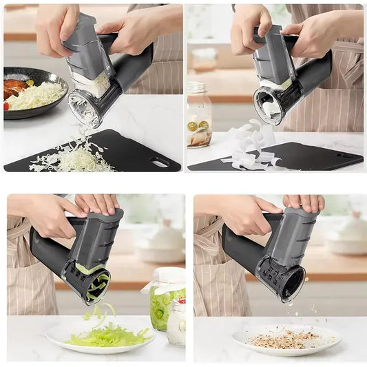 Electric Cheese Grater & Salad Maker 40W Portable Rotary Slicer with 4 Blades