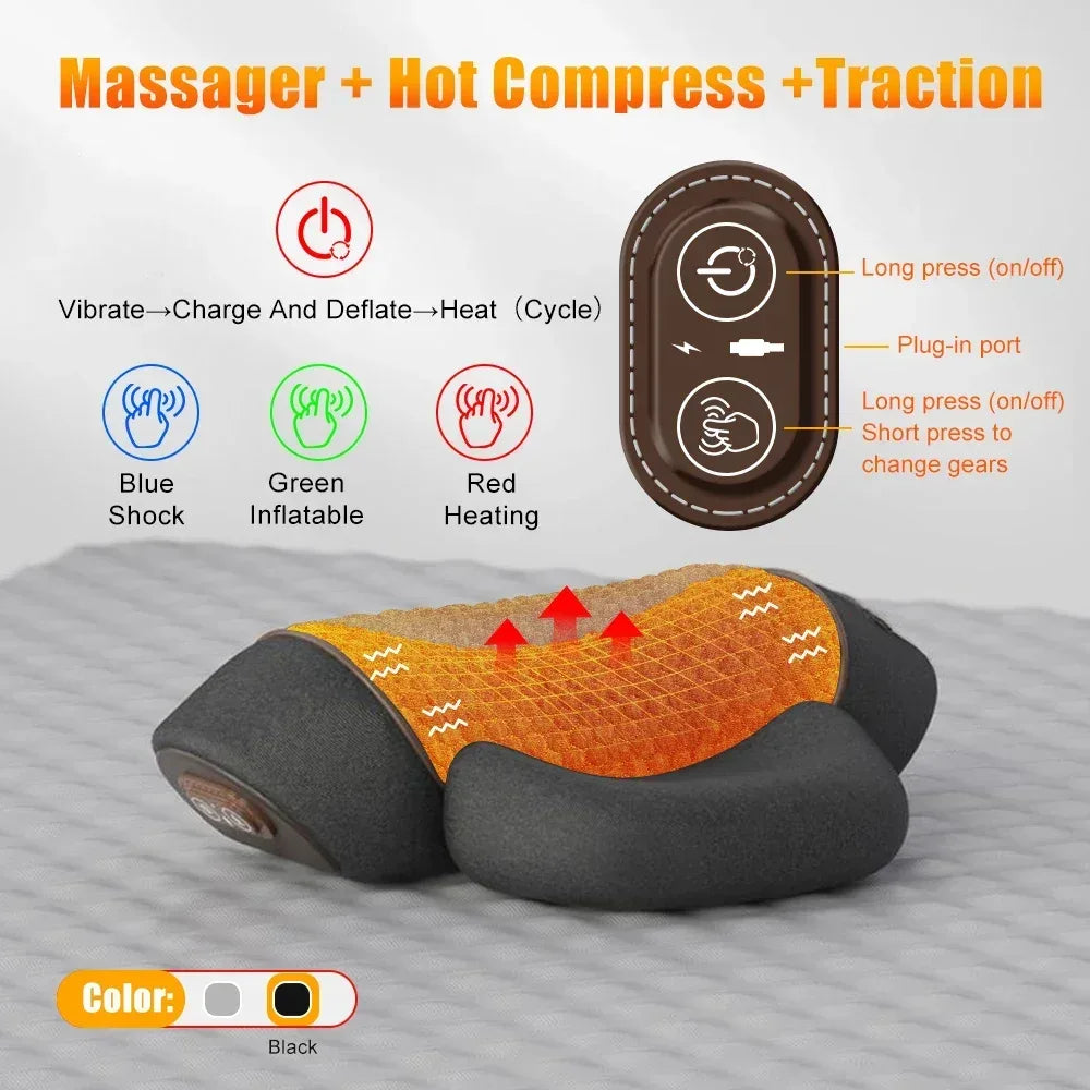 Electric Neck Massager & Heating Pillow Cervical Traction Vibration Massager