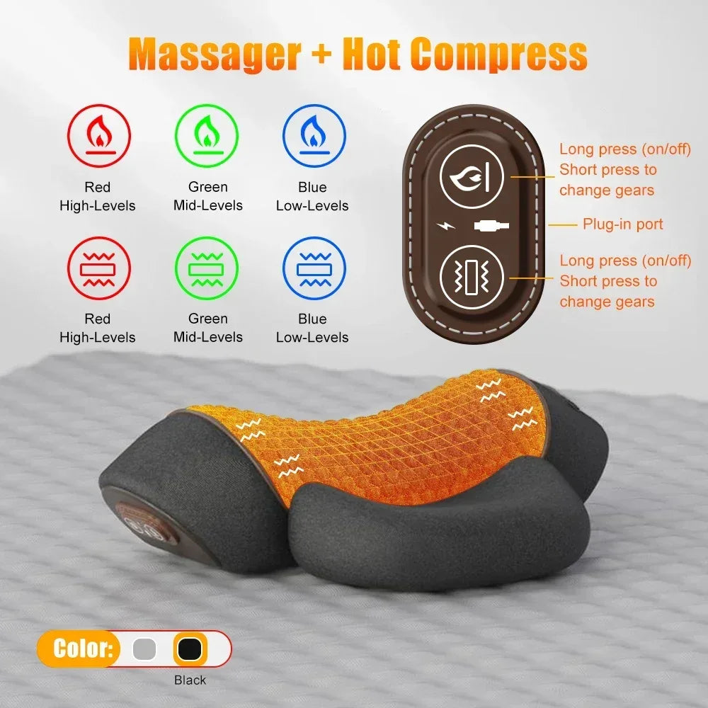 Electric Neck Massager & Heating Pillow Cervical Traction Vibration Massager