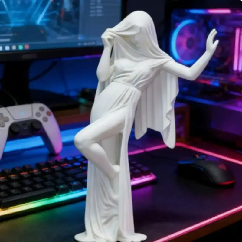 Elegant Veiled Lady Sculpture – Resin Statue Decor