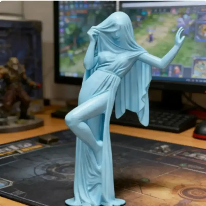 Elegant Veiled Lady Sculpture – Resin Statue Decor