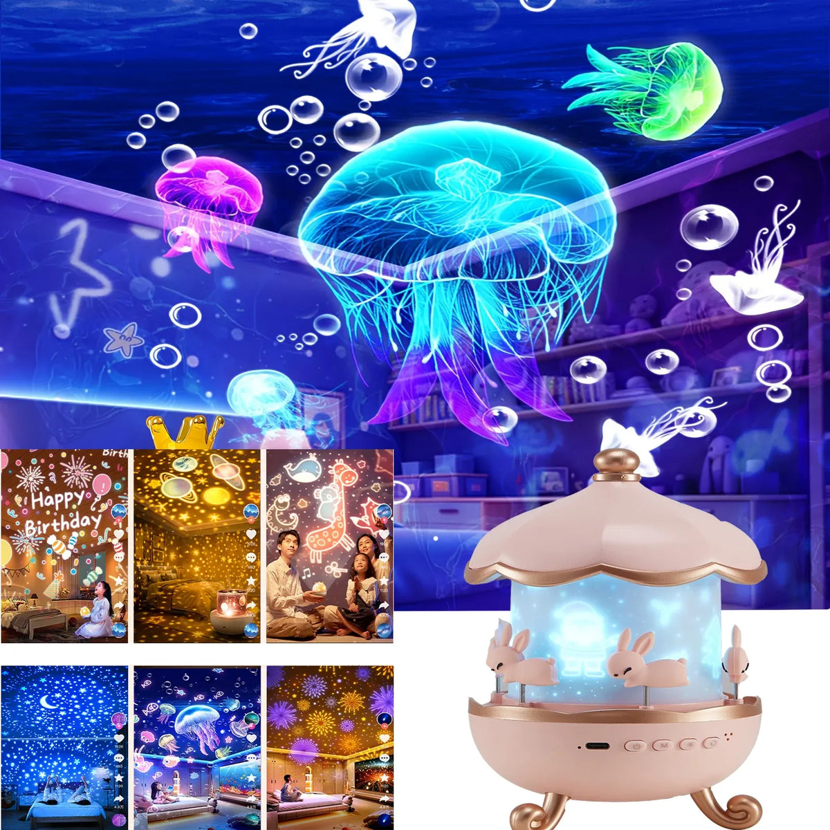 Fantasy Projection Light – 6 Themes 360° Rotating Night Light