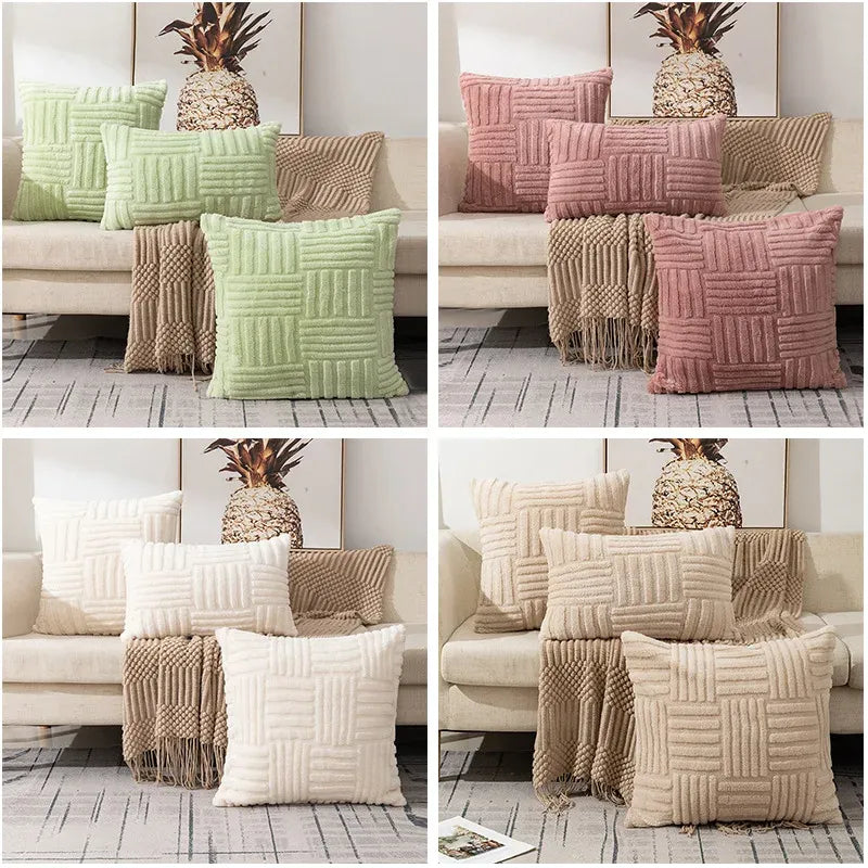 Luxury Boho Faux Fur Throw Pillow Cover – Soft Fluffy Cushion Case 3 Colors