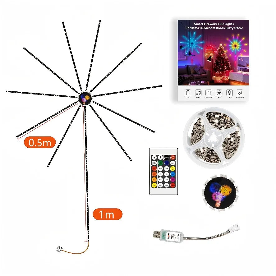 Smart Firework LED Strip Lights – Music Sync App & Remote Control