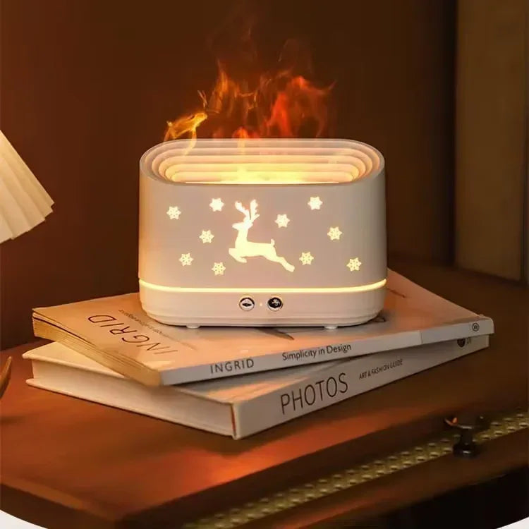 Flame Effect Air Humidifier – USB Aromatherapy Diffuser & Night Light