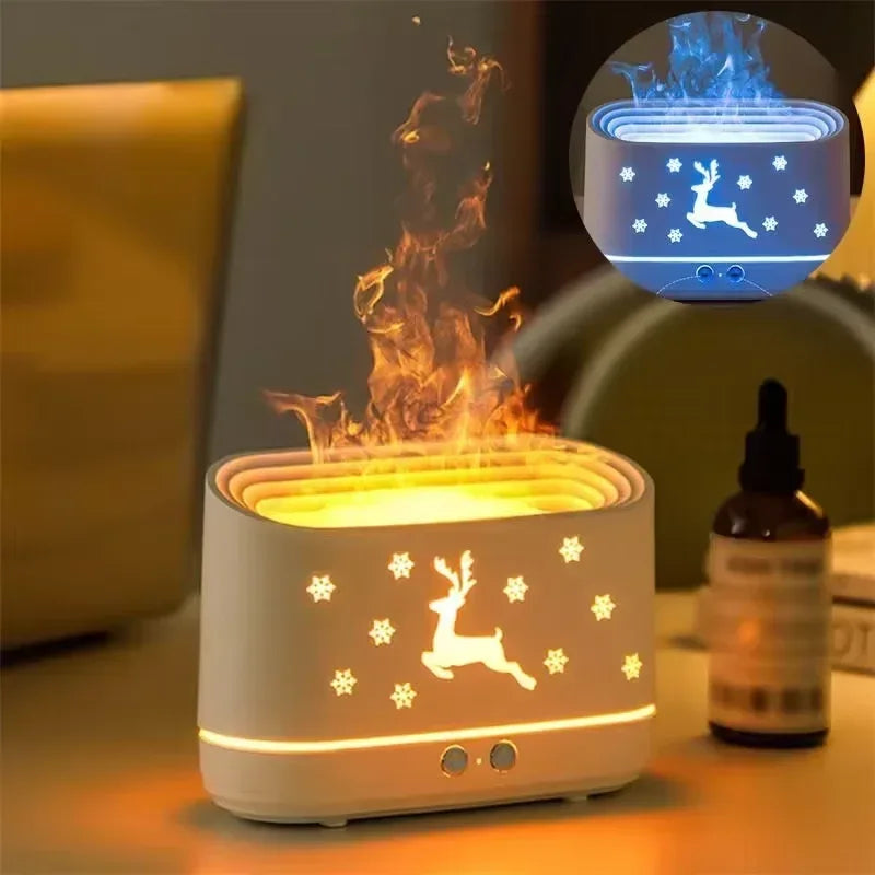 Flame Effect Air Humidifier – USB Aromatherapy Diffuser & Night Light
