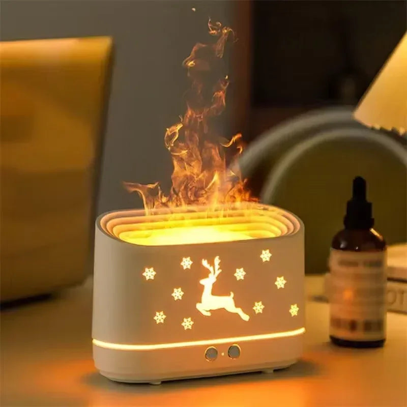 Flame Effect Air Humidifier – USB Aromatherapy Diffuser & Night Light