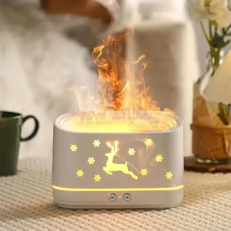 Flame Effect Air Humidifier – USB Aromatherapy Diffuser & Night Light
