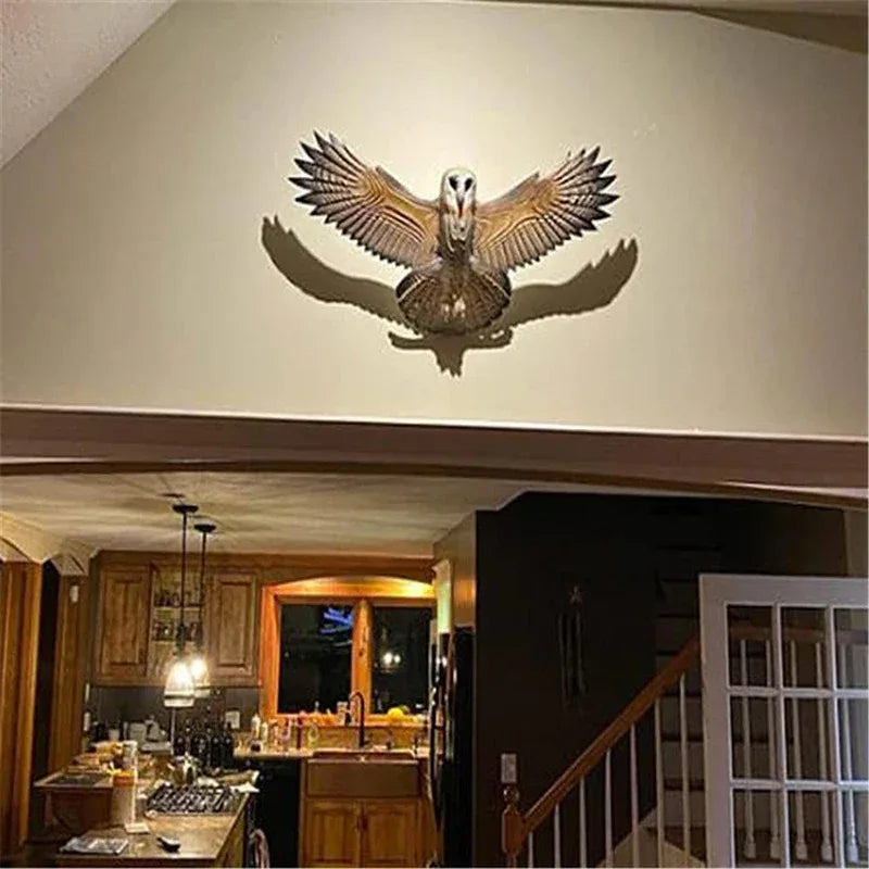 Flying Owl Wall Sculpture – Handcrafted Resin Statement Art