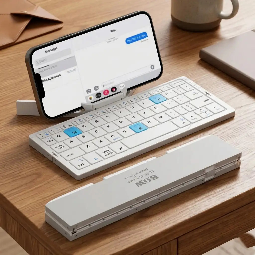 Foldable Bluetooth Keyboard with Stand 3-Device Wireless Mini Keypad