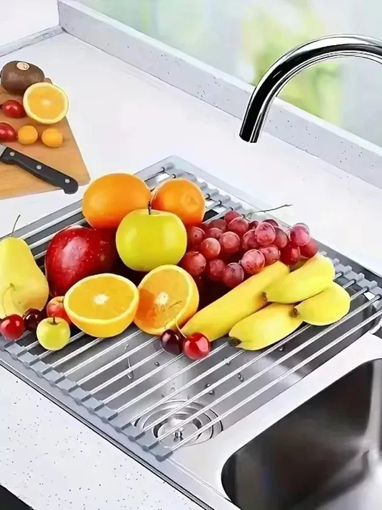 Foldable Roll-Up Sink Drain Rack – Dish & Vegetable Drying Mat