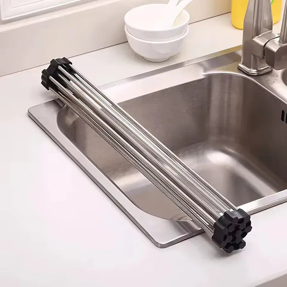 Foldable Roll-Up Sink Drain Rack – Dish & Vegetable Drying Mat