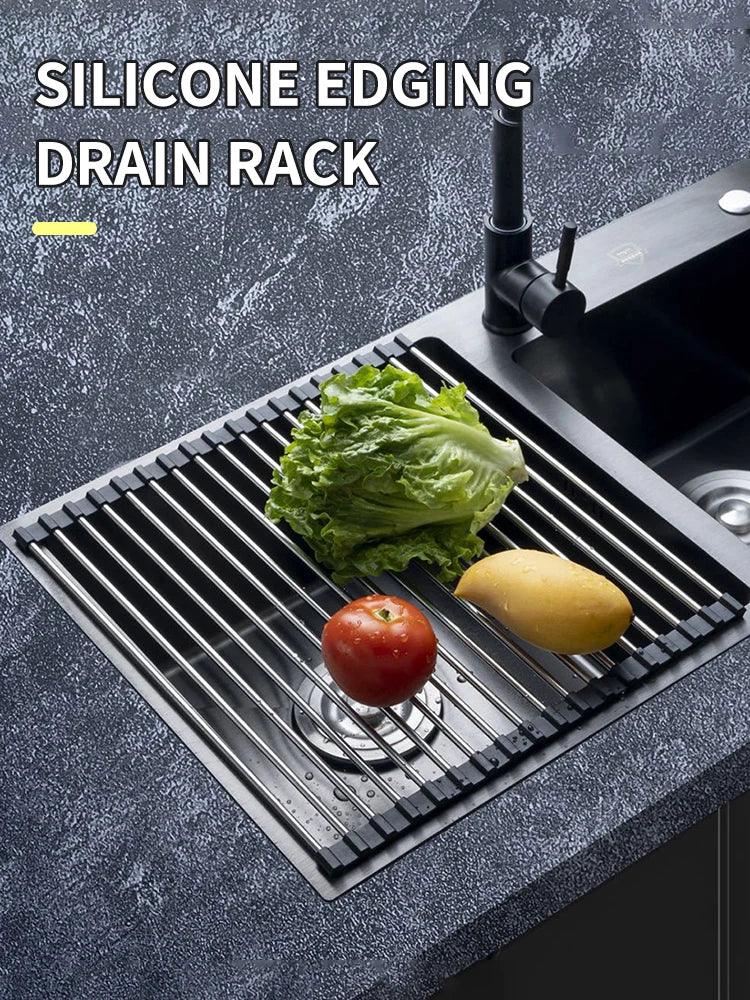 Foldable Roll-Up Sink Drain Rack – Dish & Vegetable Drying Mat