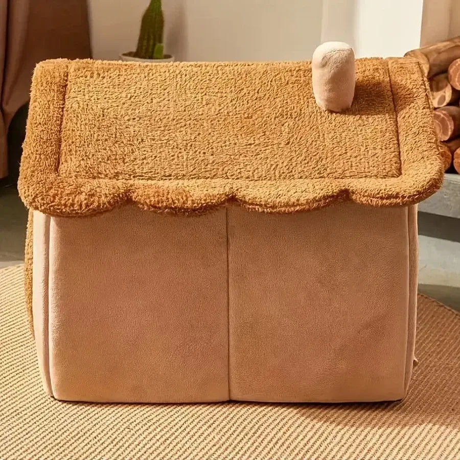 Foldable Winter Pet House – Removable Washable Cat Cave & Puppy Sofa Bed
