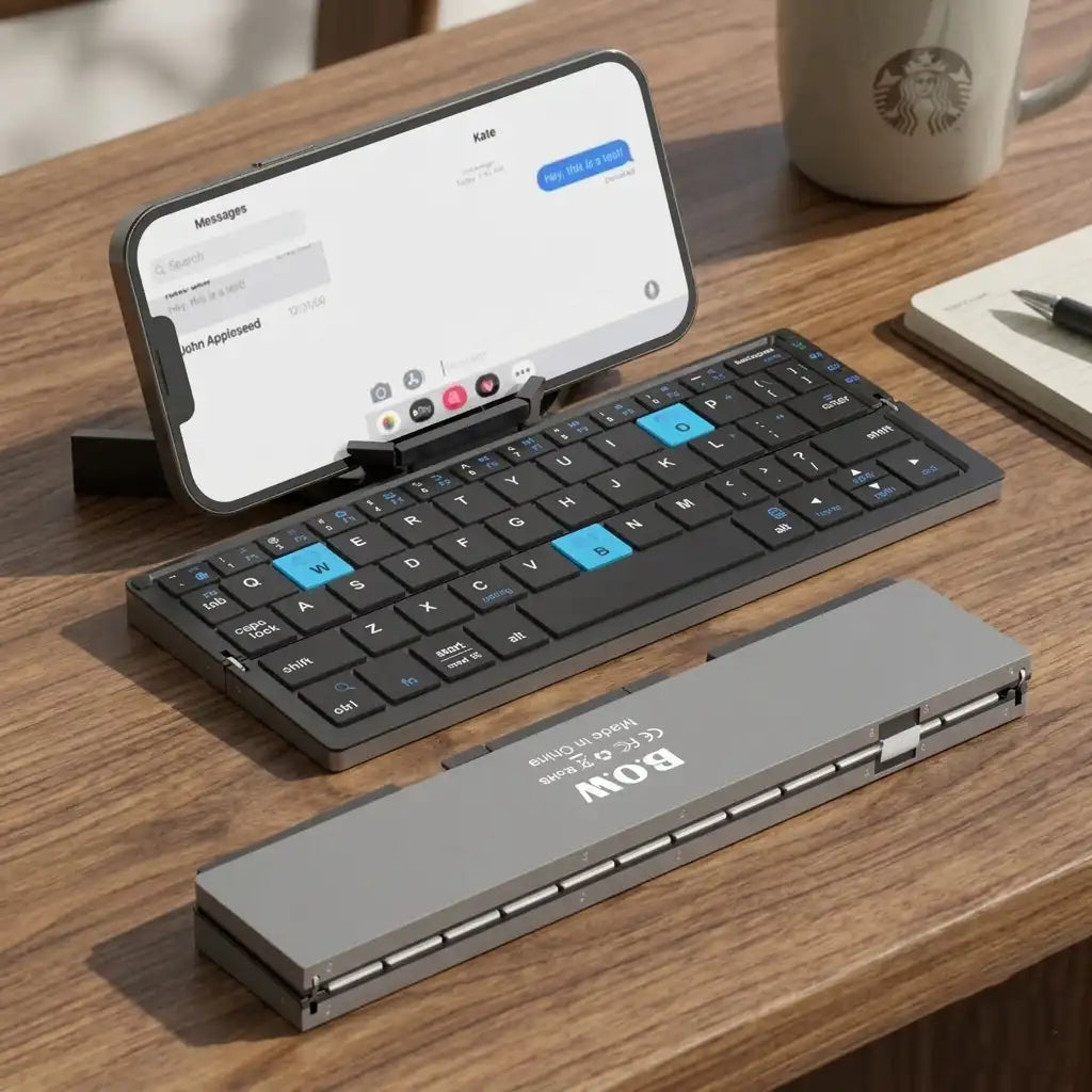 Foldable Bluetooth Keyboard with Stand 3-Device Wireless Mini Keypad