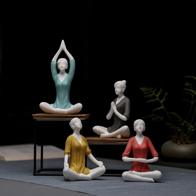 Zen Yoga Figurine Set – Minimalist Ceramic Meditation Sculpture