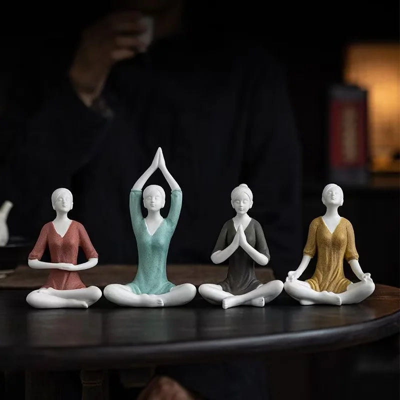 Zen Yoga Figurine Set – Minimalist Ceramic Meditation Sculpture