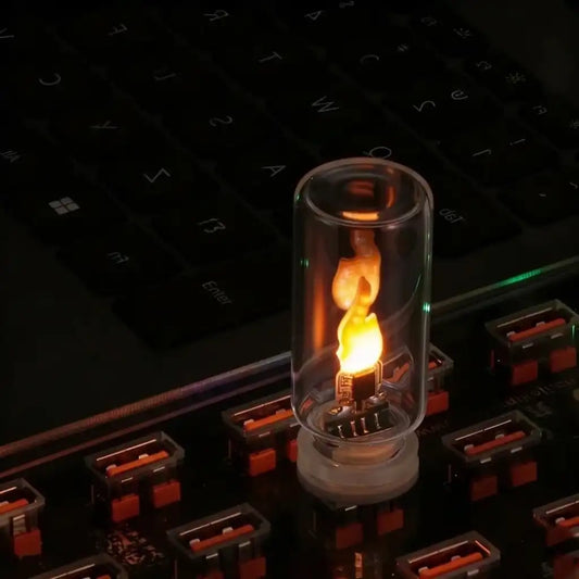 USB Flame LED Glass Candle light - Simulated Flickering Night Light