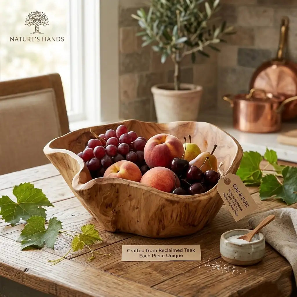 Handmade Natural Wood Fruit Tray - Irregular Bowl for Serving