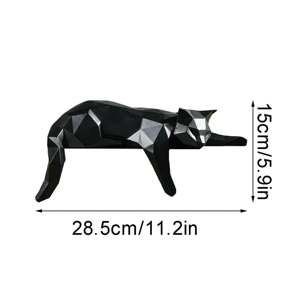 Geometric Cat Sculpture – Modern Minimalist Resin Accent