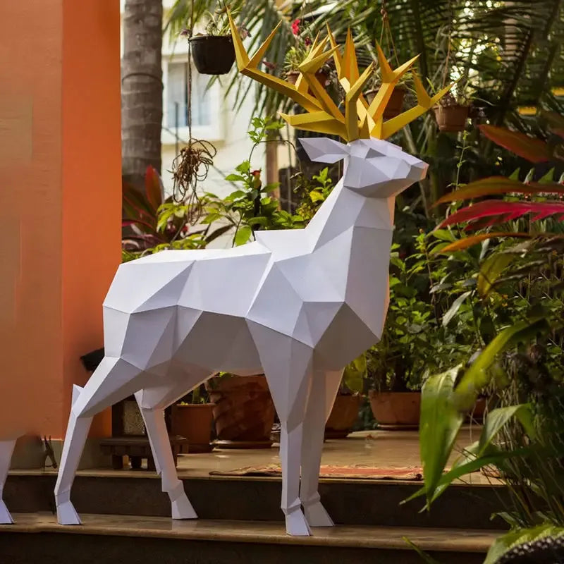 Geometric Deer Sculpture – Modern Origami Statement Decor