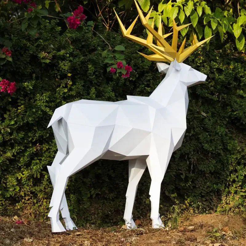 Geometric Deer Sculpture – Modern Origami Statement Decor