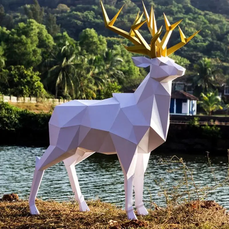 Geometric Deer Sculpture – Modern Origami Statement Decor