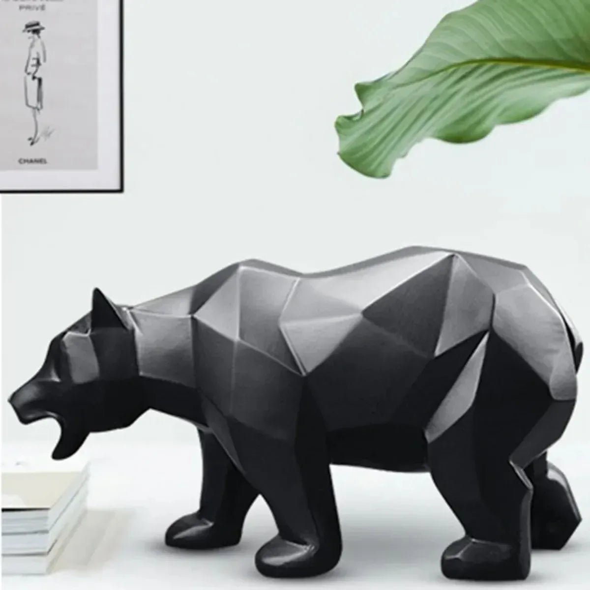 Modern Geometric Bear Sculpture – Nordic Resin Statue